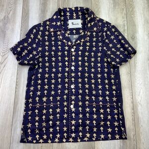 Tombolo Oh Shitake Shirt Mens XS Blue White Stars n' Shrooms Button Up Pockets